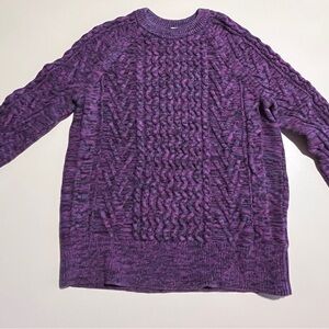 GAP Purple Crewneck Sweater with Cable Knit Design
